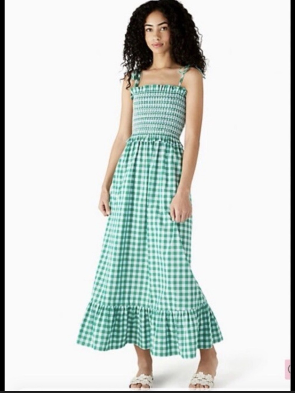 kate spade Green Gingham Smocked Maxi Dress